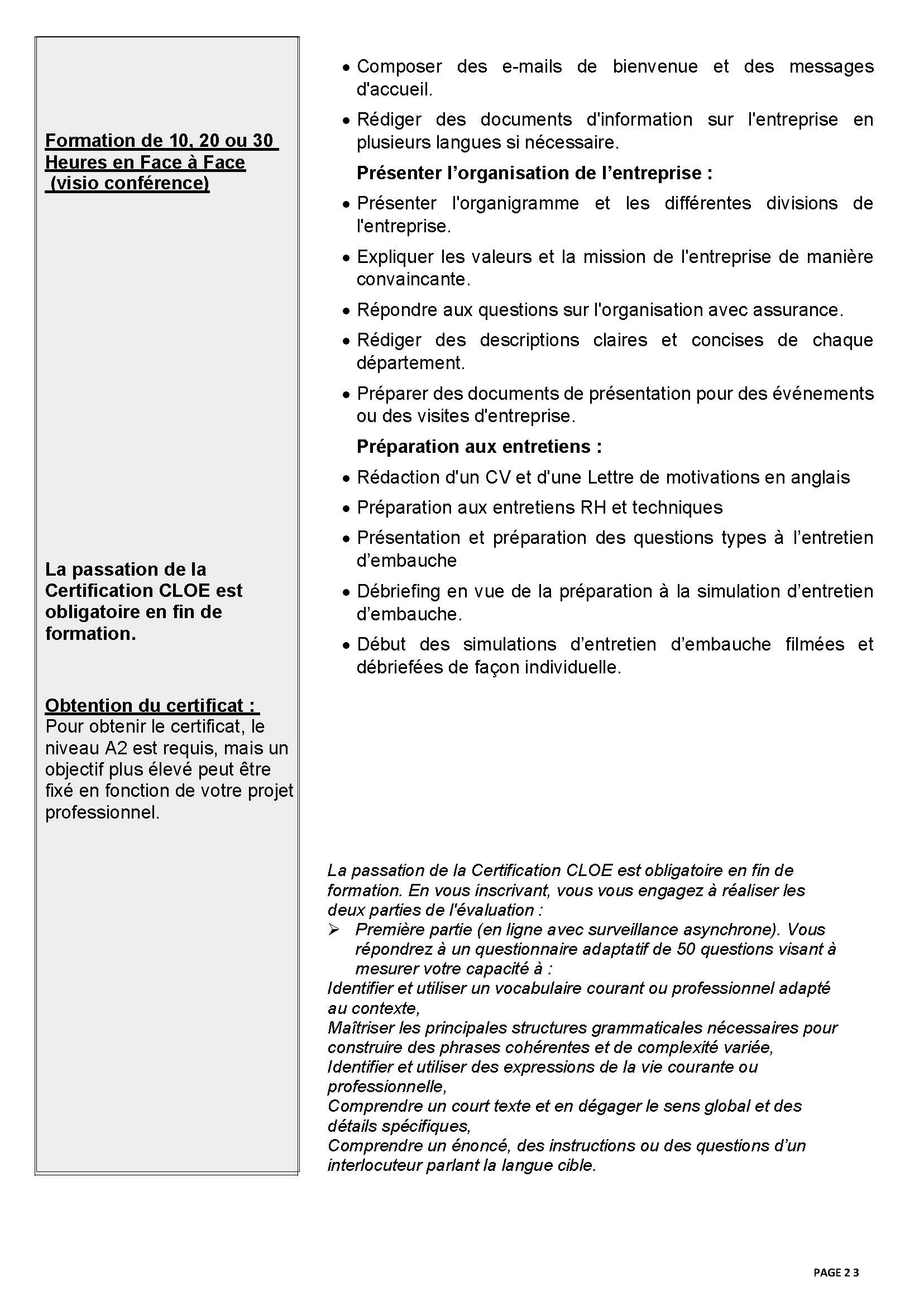 Préparation aux entretiens d’embauche en Anglais 